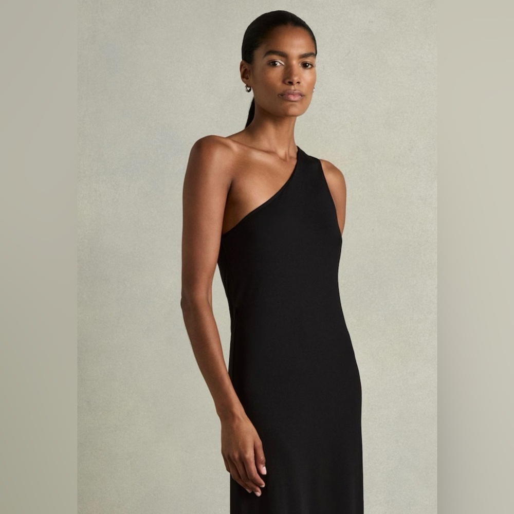 Reiss Black One Shoulder Morgaine Dress NWT Size 10